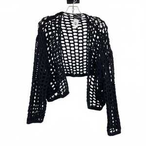 Miou Muse Black 100% Cotton Cardigan | Women’s Size L